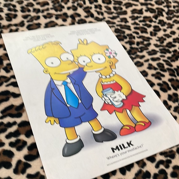 1996 BART & LISA SIMPSON 💛 Vintage Milk Print Ad Magazine Frame Mustache Homer - Picture 11 of 13